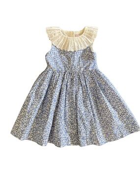 💙 Confiture Trotters London Floral Eyelet Collar Dress Girls Size 3 🌸